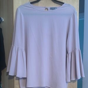 Sears Pink Ruffled Flutter Sleeve Blouse